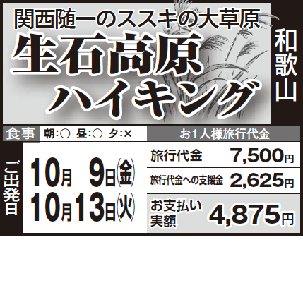 関西随一のススキの大草原 生石高原 ハイキング 氷上観光 ときめきツアー