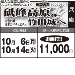 《お値打！！》雄大な高原に銀色の ススキの穂がたなびく…『砥峰高原』と『天空の城 日本のマチュピチュ 竹田城へ』