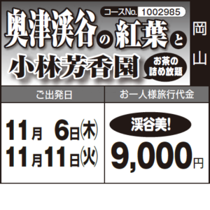 《渓谷美！》『奥津渓の谷紅葉』と『小林芳香園』お茶の詰め放題