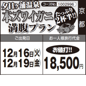 《お値打！》夕日ヶ浦温泉『本ズワイガニ』満腹プラン　★たっぷり2杯半!!