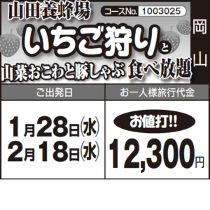 《お値打!》山田養蜂場『いちご狩り』と『山菜おこわと豚しゃぶ食べ放題』