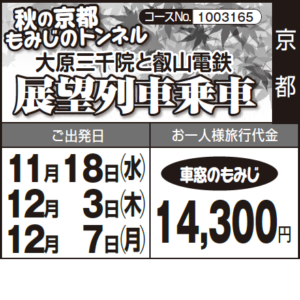 《車窓のもみじ》秋の京都 もみじのトンネル『大原三千院と叡山電鉄』『展望列車乗車』